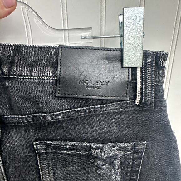 MOUSSY Alhambra Flare-Hi Jeans Black Cropped Flare Split Hem High Rise 29 - Picture 10 of 11